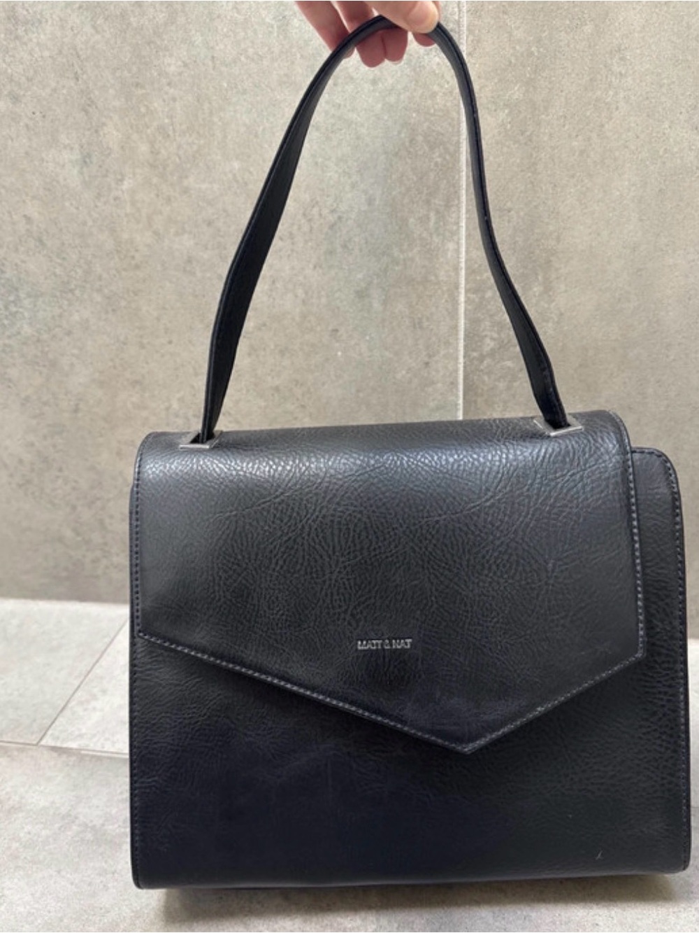 Matt & Nat Black Structured Satchel with Top Handle